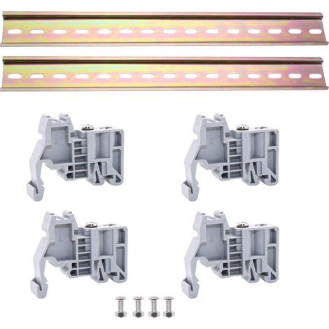 x 300mm Long DIN Rail Metal DIN Rail, 4 x Mounting Bases and 4 Pairs of Screws, for Installation in Distribution Cabinets (1/5)