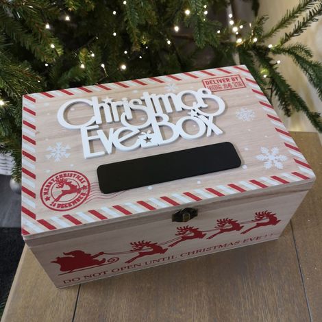 30cm Wooden Christmas Eve Gift Box with Personalisable Name Plate (1/4)