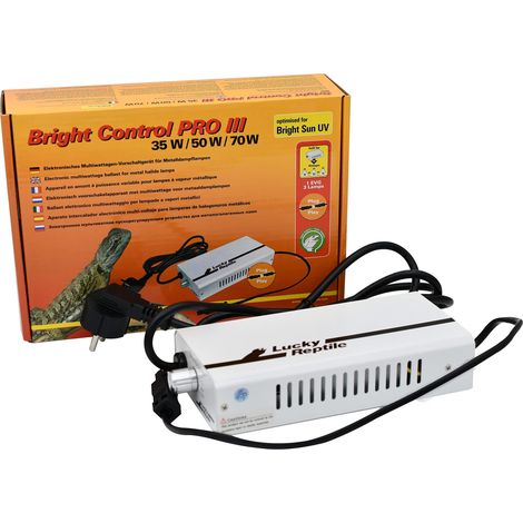 Lucky Reptile Bright Control PRO III - Alimentatore multiwatt per lampade a vapori metallici - Alimentatore elettronico per lampade Bright Sun - Accessorio per luce terrario - 35/50/70 Watt