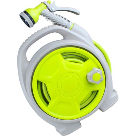 Dévidoir de tuyau d'arrosage portable, avec pistolet multifonction, pour jardin et lavage voiture (1/5)