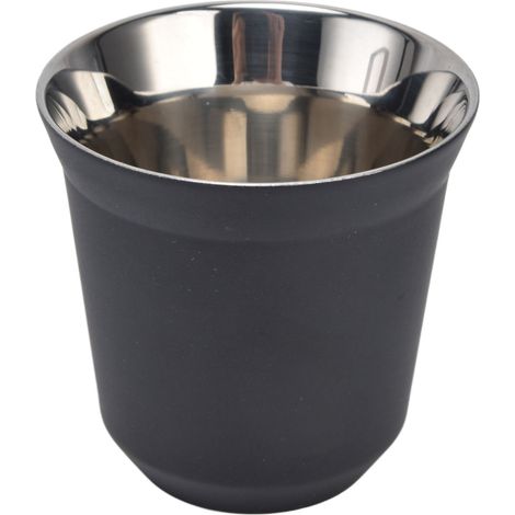 Isolierter Kaffeebecher (80 ml) aus Edelstahl 304, hitzebeständig, ideal für Camping, Picknicks und den Einsatz im Freien, Farbe: Schwarz. (1/5)
