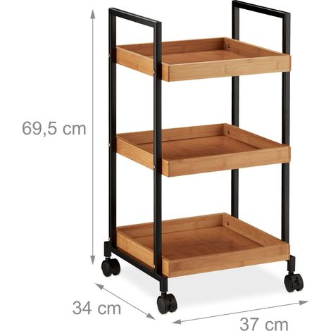 Carrello da cucina mobile con 3 ripiani per servizio 70 x 40 x 75 cm in bambù naturale 130007510