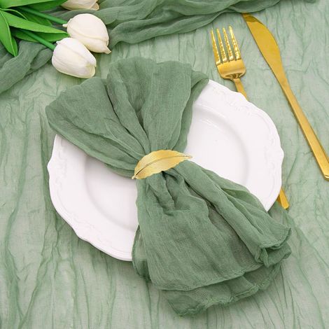 12 servilletas de gasa bohemia de 50x50 cm – verde salvia – para bodas, hogar y decoración de mesas