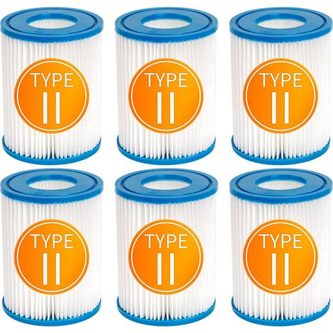 Lot de 6 cartouches filtrantes compatibles avec Bestway type II 58094 et Lay-Z-Spa, filtre de piscine gonflable, dimensions 4,2" x 5,4" (1/5)