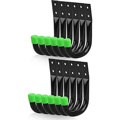 Lot de 12 crochets utilitaires robustes pour rangement de garage, crochets muraux pour vélos, crochets muraux pour garage (1/5)