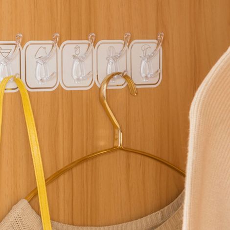 Luxuriöse, bruchsichere Wandgarderobe mit mehreren Haken, die ohne Bohren montiert werden kann und keine Spuren hinterlässt. Ideal für Küche, Bad und andere Räume im Haus. Weiße Acryl-Klebehaken. (1/5)