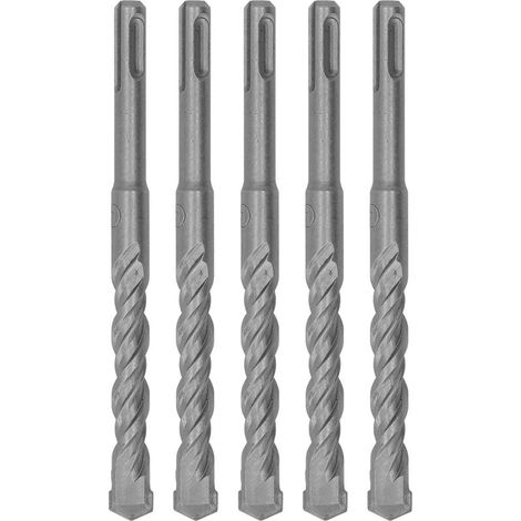 5 Forets burins SDS 160mm, 2 cannelures, centrage auto, pointe carbure, perçage brique-pierre-béton, 14mm/0.55in, lot de 5 (1/5)