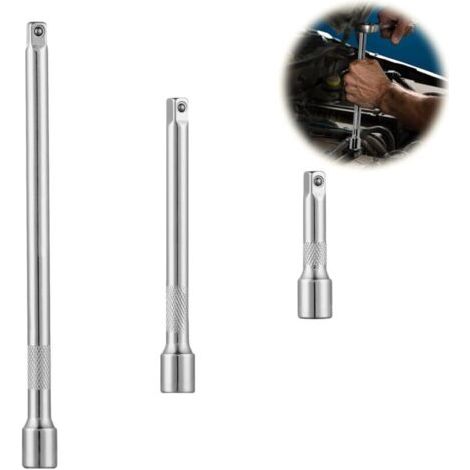 BUNTHAUS Rallonge Cliquet 3/8\" - 75 mm, 150 mm, 200 mm en Acier Chrome Vanadium, Pour Outils de Mécanique, Haute Durabilité