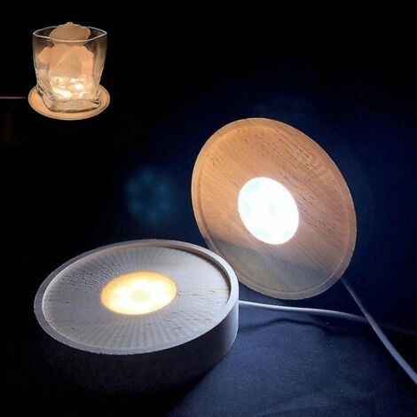 Le socle d'affichage de forme ronde a mené la base d'éclairage en bois de cristal de base d'affichage de lumières
