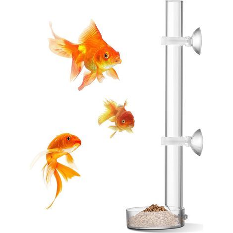 Garnelenfutterautomat, 20 cm Acrylrohr, 6,5 cm transparente Schale, inklusive Saugnäpfe, für Aquarium (1/5)