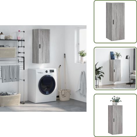 Armoire murale sonoma gris 34,5x34x90 cm - Armoire Murale - Meuble De Rangement - Armoire Suspendu - Buffet - Commode (1/5)