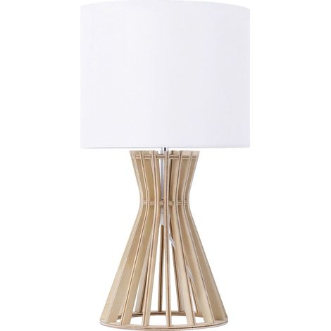 Beliani – Lampe à poser scandinave blanche en bois et polycoton – Base tiges multiples – Max 40W E27 – IP20 pour chambre ou salon