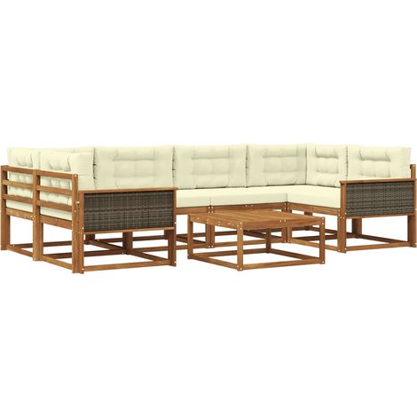 Outdoor Sofa Set with Cushion 7 pcs Natural and Cream vidaXL (1/5)