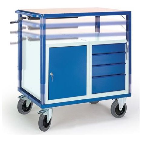 Werkstattwagen H980xB1160xT700mm Flügel/Schub.grau/blau Schubl1x85,1x160,2x100mm (1/2)