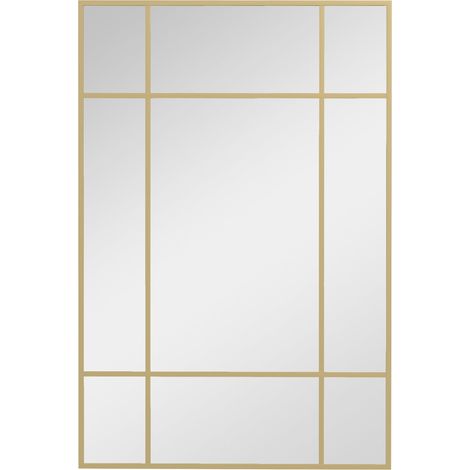 Wall Mirror with Gold Metal Frame, 90x60 cm