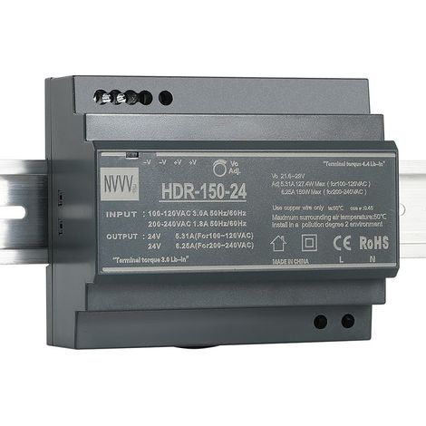 HDR-150-24 Alimentation rail DIN 150 W 24 V 6,25 A, rail DIN (1/5)