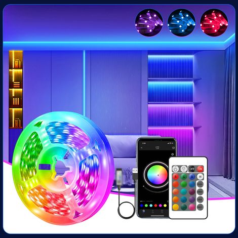 Set di strisce LED USB da 1 metro con strisce LED intelligenti RGB autoadesive che cambiano colore in base alla musica - per camere da letto, sale giochi, feste, vacanze (1/5)