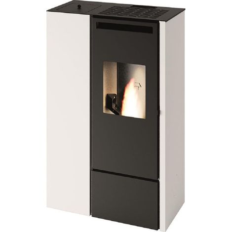 Punto Fuoco, Stufa a Pellet Clelia, 11 kW, Acciaio Verniciato, Bianca, Con Telecomando