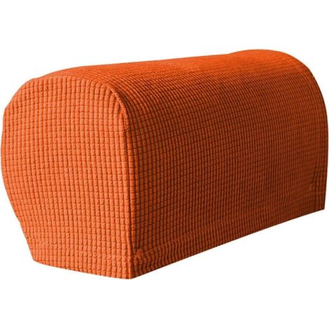 Ensemble de housses d'accoudoirs en velours doux et extensible, compatible avec les chaises et les canapés, orange. (1/5)