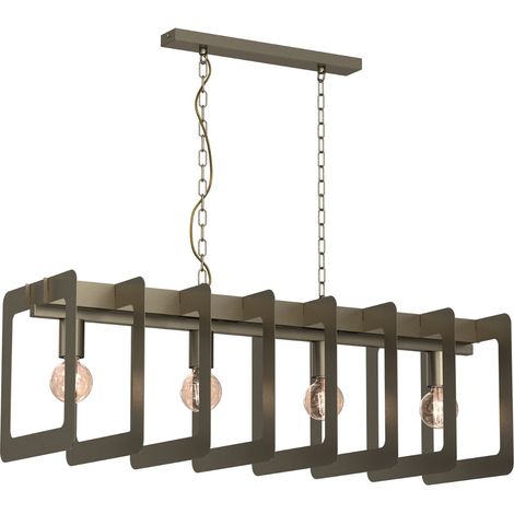Suspension Space or titane sur barre carrés 4xE27 Luminex