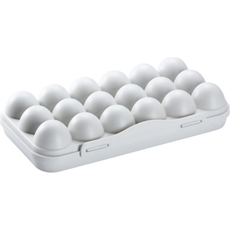 Boîte à Œufs - 18 Grilles - Plastique PP - Couvercle Hermétique - Réfrigérateur et Cuisine - Gris (1/5)