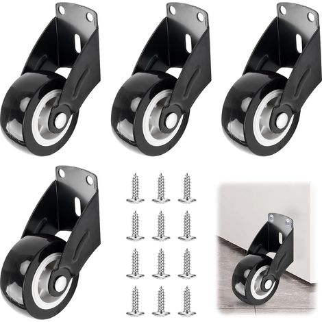 JSSEVN - 4-piece gate wheel set, heavy-duty gate wheels for anti-fall support, adjustable anti-slip support wheel, with 8 screws (1/5)