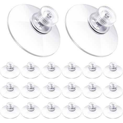 Ersandy – Ventouses en plastique 40 mm – Ventouse en PVC transparent avec écrou à vis – Adhésif puissant pour surfaces lisses – Lot de 20 pièces (1/5)
