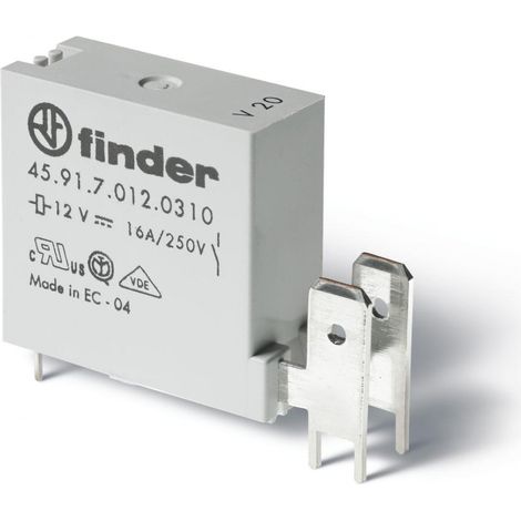 RELAIS CIRCUIT IMPRIME INTERVALLE 3MM 1NO 16A 60VDC SENSIBLE 125° CONNEXION PAR FASTON 250 RT II AGNI FINDER 300092