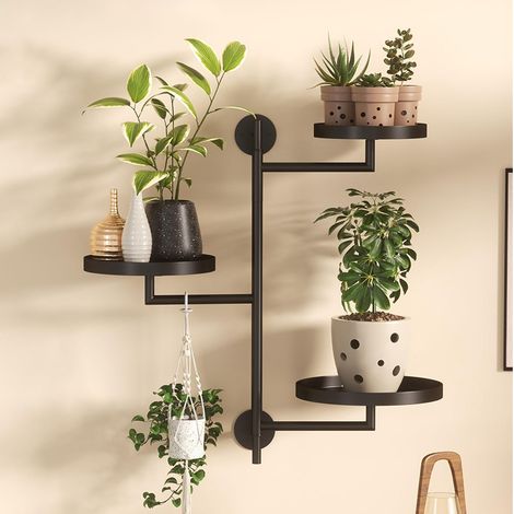 Dreistöckiger, drehbarer Blumenständer, schmiedeeiserner Topfpflanzenständer, Metall-Hängeständer, geeignet für Balkone und Fensterbänke im Wohnzimmer. (1/4)
