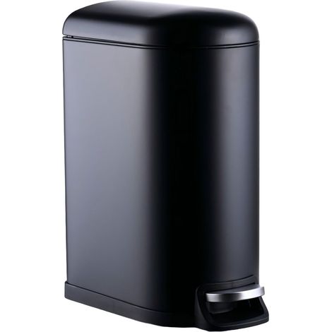 Cubo de basura metálico con pedal de 10 litros - Cierre suave, cubo extraíble
