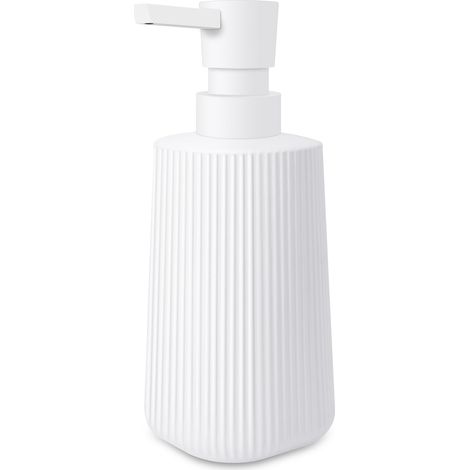 Distributeur de savon,Distributeur Savon Moderne Distributeur de Savon pour Salle de Bain & Cuisine en Verre Distributeur de Savon de Salle de Bain 250ml pour Salle de Bain Plan de Travail (Blanc - 1