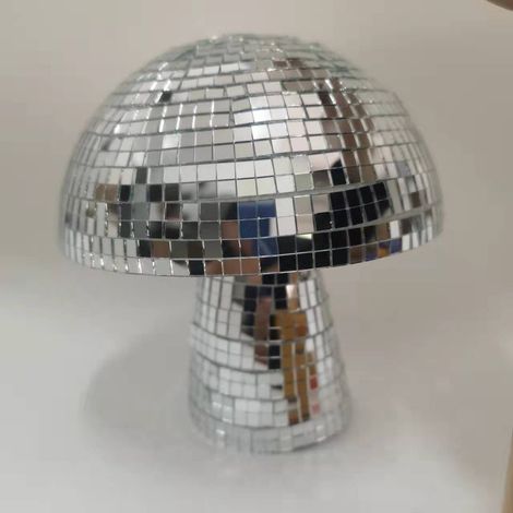 Sphère disco champignon rétro pour fêtes, miroir décoratif de table, décoration artistique maison, ornement de bar, boule à facettes en forme de champignon, lot unique, ambiance années 70 (1/4)