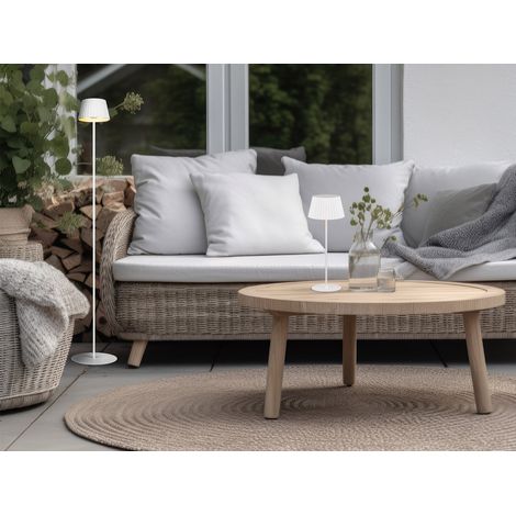 SET: Kleine Akku Stehlampe 123cm & Tischlampe 39cm für Outdoor kabellos Weiß (1/5)