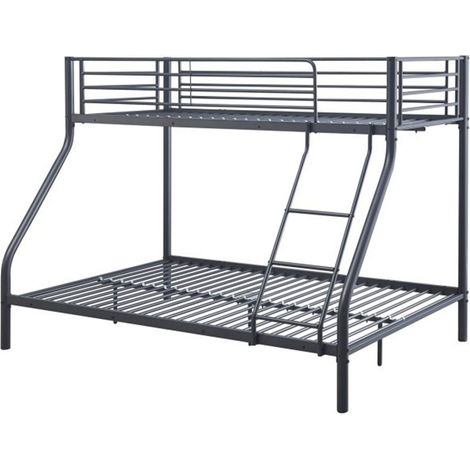 Metall-Etagenbett SAMMY – 90x200 & 140x200 cm – Dunkelgrau – Lattenrost inklusive