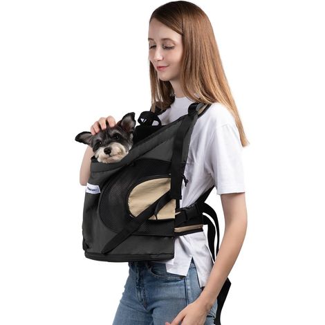 Sac à dos ventral pour animaux de compagnie - Porte-chien et chat réglable avec support rigide - Confortable et respirant pour voyages et randonnées