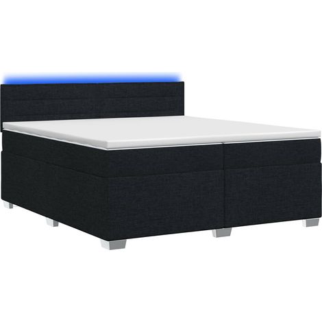 Maison Exclusive - Letto con Box Spring, Materasso e LED Nero 200 x 200 cm Tessuto (1/5)