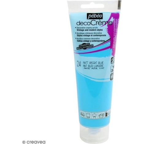 Peinture acrylique - DecoCrème - Bleu lumière - 120 ml - Finition Mat - Pour adultes (1/2)