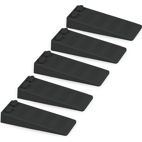 5 pièces cale porte caoutchouc souple, Hauteur Reglable Antidérapante bloc, Non Toxique, Non Odeur arrêt de porte, Protège Sols et Murs, Pour Tapis, Béton, parquets (Noir) (1/5)