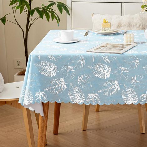 Abwaschbare Tischdecke 130x180cm Rechteckig Wasserabweisend Blau mit Lotuseffekt