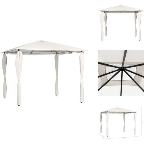 Belvédère avec revêtement de poteaux 3x3x2,6 m Crème 160 g/m² - Auvent - Gazebo - Parasol - Abri Jardin - Tente Extérieure (1/4)