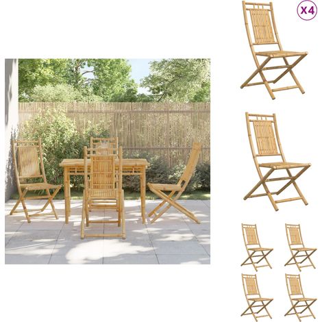 Gartenstühle 4 Stk. Klappbar 46x66x99 cm Bambus - Bambus Gartenstuhl - Klappstuhl - Outdoor Möbel - Gartenmöbel - Terrassentisch (1/5)
