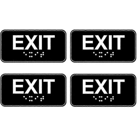 Lot de 4 panneaux de sortie de secours avec inscription en braille et adhésif : panneaux en plastique de 15 x 7,5 cm (1/5)
