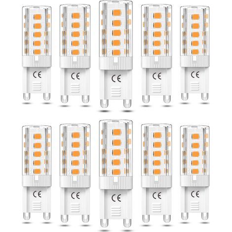 10 ampoules LED G9, dimmables, 3 W, blanc chaud 3 000 K. Équivalent à une ampoule halogène de 50 W (110/220 V CA). [Classe énergétique F] [GKS] (1/4)