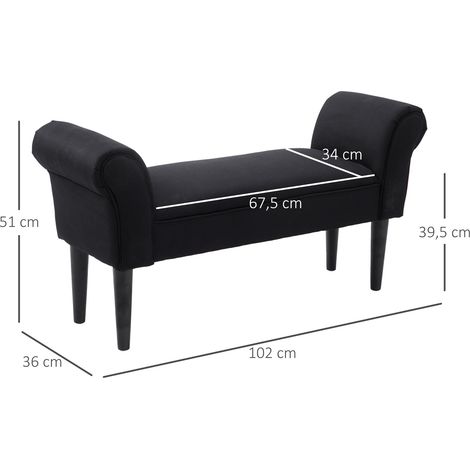 Sitzbank, Bettbank, zeitloses Design, weiche Polsterung, bis 130 kg, schwarz, 102 x 36 x 51 cm (1/5)