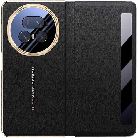 Étui compatible Honor Magic V5 5G, étui en cuir avec fenêtre Smart View et support pour objectif en métal
