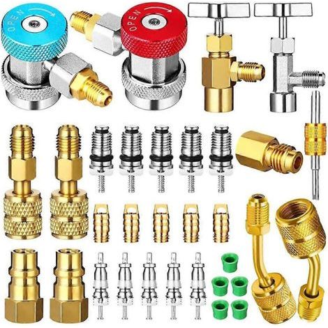 Kit adaptateur rapide AC R134A, robinet de réservoir R134a vers R22/410a pour climatisation (réf.) (1/2)