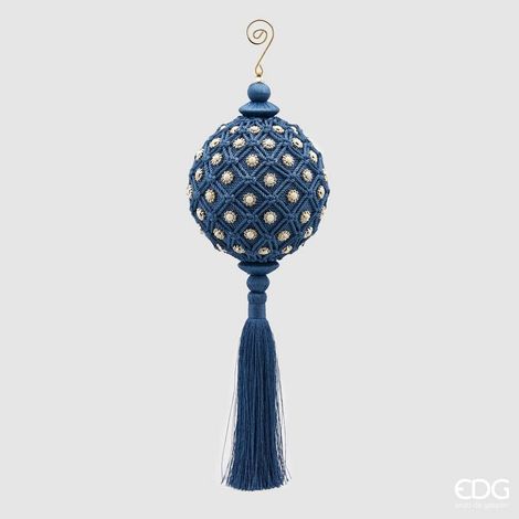 EDG Enzo De Gasperi Decorazione Natale Nappa Intrecci H 36 Cm D 12 Cm Blue