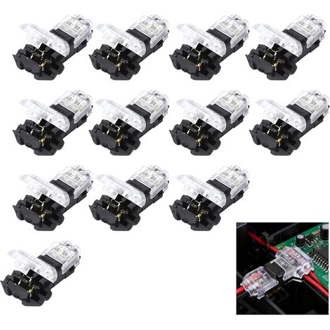 12 Pièces Connecteur en T 2 broches, Connecteur Electrique pour Câbles Électriques 22-18 AWG Installation Rapide sans Soudure Fil Multiconducteur Ligne Flexible pour Voiture et Éclairage LED (1/5)