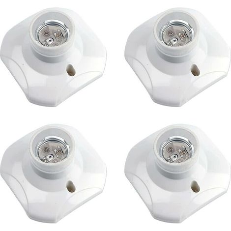 Attacco a soffitto con vite E27, attacco E27 per garage, CA 220-240 V, portalampada a LED, base per plafoniera E27, base per lampada da parete in plastica bianca, confezione da 4