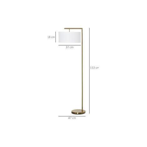 Lampadaire à douille E27 pour salon, chambre, bureau, métal acier lin or blanc, 47x37x153 cm (1/5)